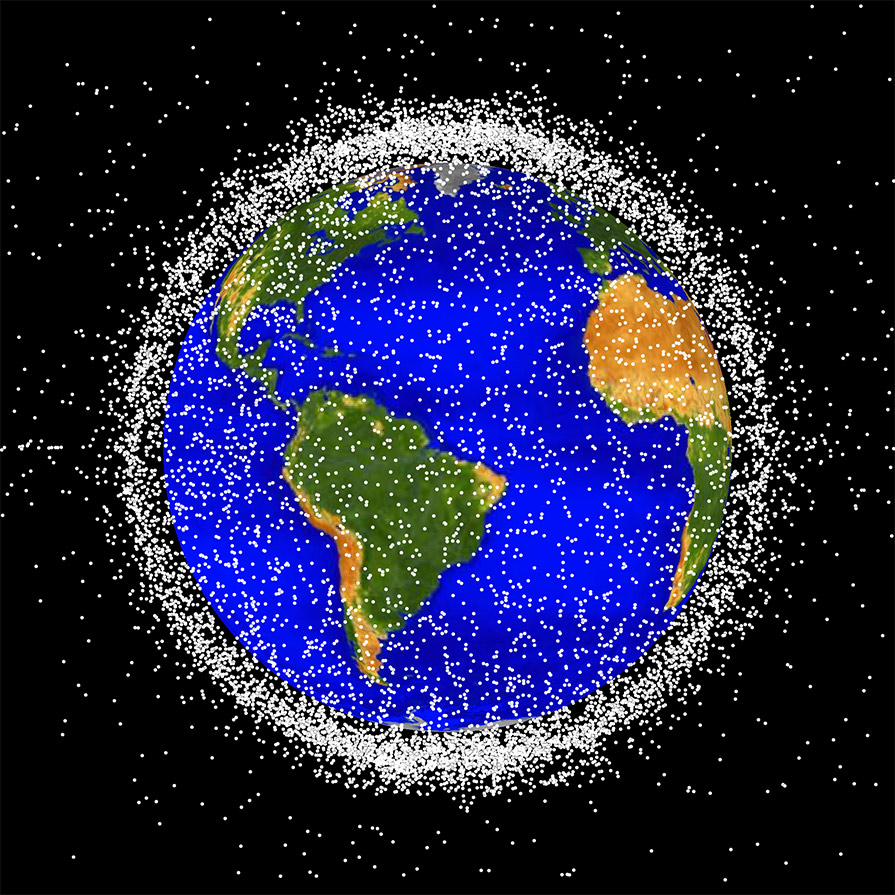Computer generated representation of debris in orbit that are currently being tracked. Credit: NASA ODPO